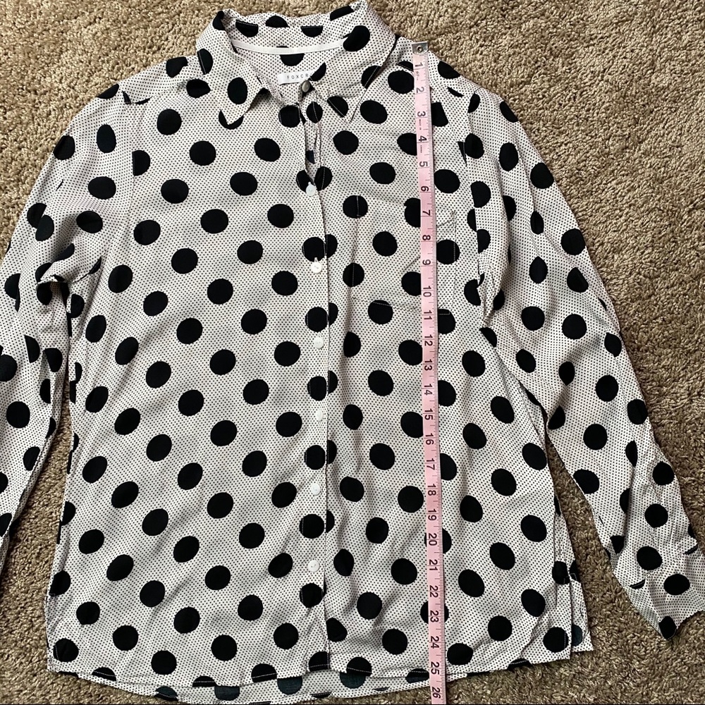 Foxcroft Polka Dot Button-Down Blouse Sz 4 - Picture 7 of 8